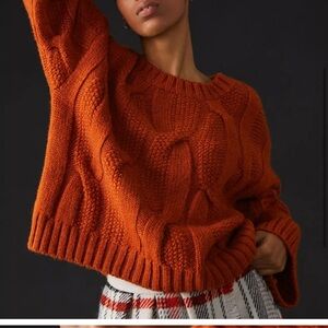 MAEVE Anthropologie oversized cable knit sweater - size extra small